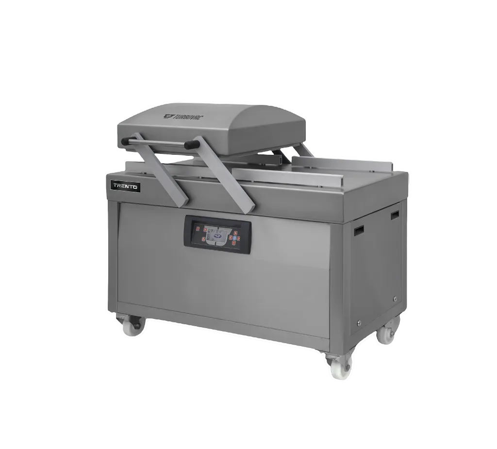 Omcan USA 59135 Turbovac Heavy‑Duty Double Chamber Vacuum Sealer, 44" x 27.5" Seal, Stainless Steel Cover, Floor Model