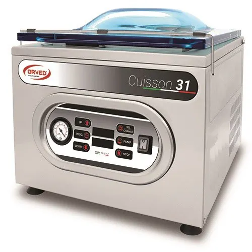 Orved CUISSON SV31N Countertop Double Chamber Sealer, 12-7/16" Seal Bar, 900W, 110V, AISI 304 Stainless Steel