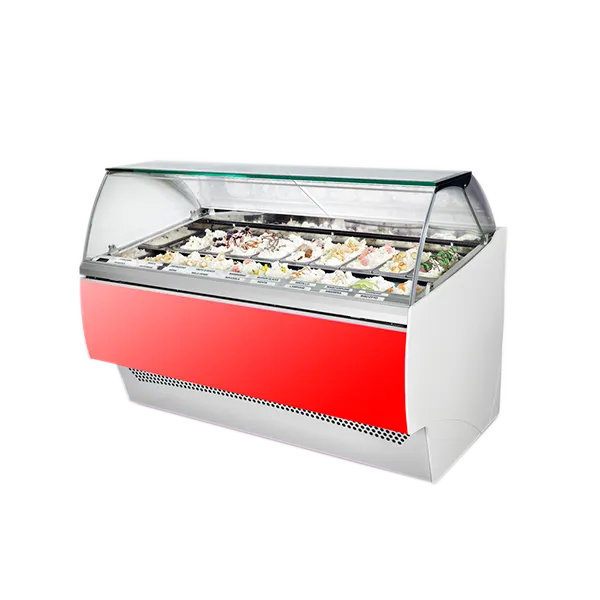 Oscartek GIA C G1650 65" Gelato/Ice Cream Dipping/Display Cabinet w/ Curved Sneeze Guard