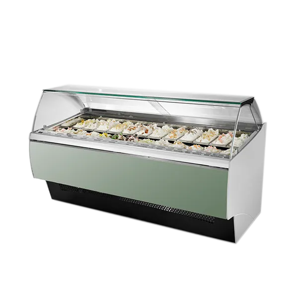Oscartek GIA C G2106 85" Gelato/Ice Cream Dipping/Display Cabinet w/ Curved Sneeze Guard
