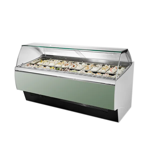 Oscartek GIA C G2106DT 85" Gelato/Ice Cream Dipping/Display Cabinet w/ Curved Sneeze Guard