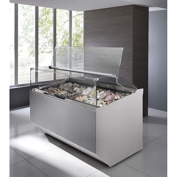 Oscartek GIA SQ G2106DT 85" Gelato/Ice Cream Dipping/Display Cabinet w/ Sneeze Guard