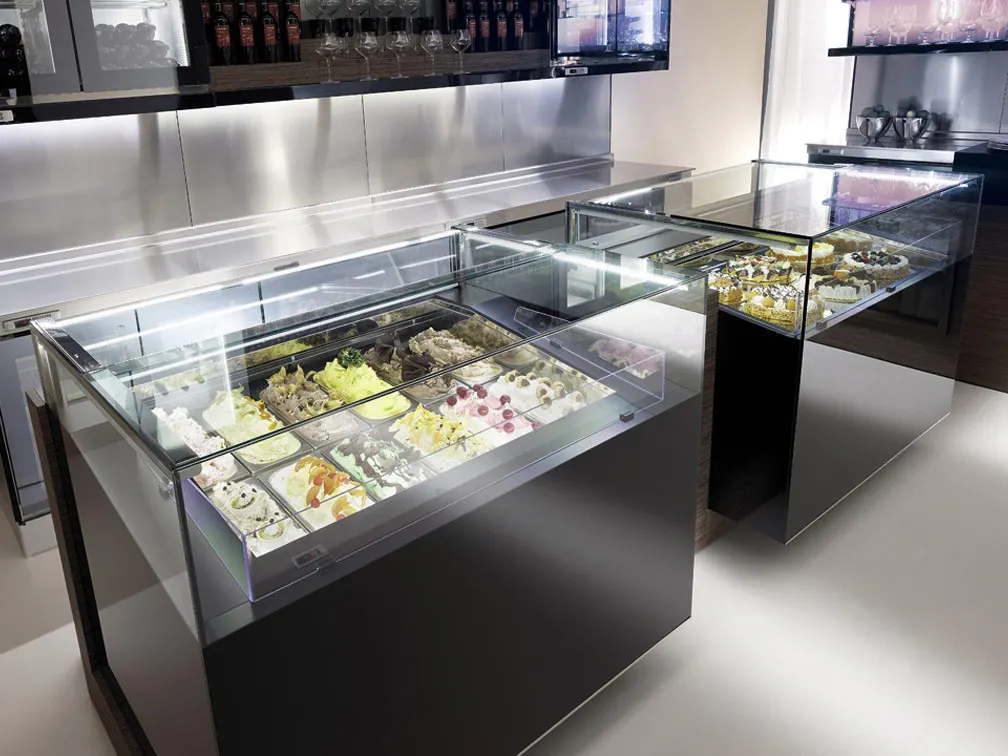 Oscartek ROSA PRO G1000 39" Gelato/Ice Cream Dipping Cabinet w/ Curved Sneeze Guard