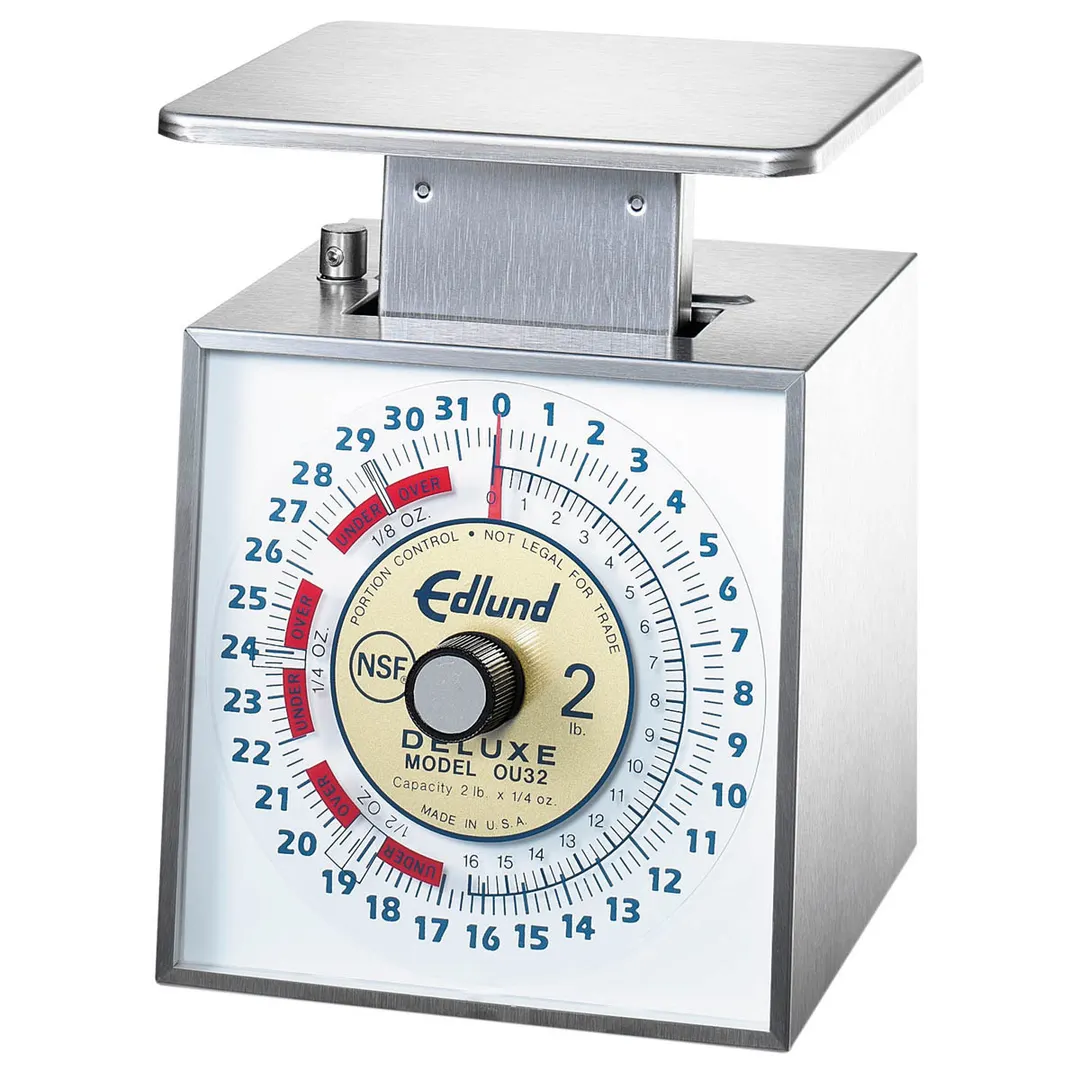 Edlund OU-32 Portion Scale, 1-9 lb Capacity, 32 oz × 1/4 oz Graduation, Fixed Dial, 6-7" Platform Stainless Bowl