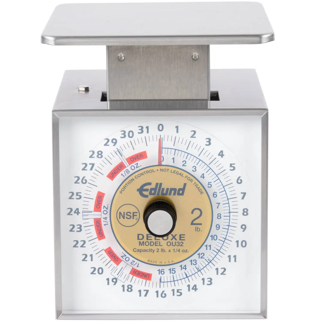 Edlund OU-32 Portion Scale, 1-9 lb Capacity, 32 oz × 1/4 oz Graduation, Fixed Dial, 6-7" Platform Stainless Bowl