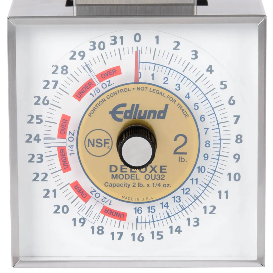 Edlund OU-32 Portion Scale, 1-9 lb Capacity, 32 oz × 1/4 oz Graduation, Fixed Dial, 6-7" Platform Stainless Bowl