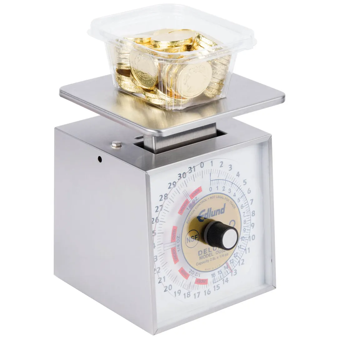 Edlund OU-32 Portion Scale, 1-9 lb Capacity, 32 oz × 1/4 oz Graduation, Fixed Dial, 6-7" Platform Stainless Bowl