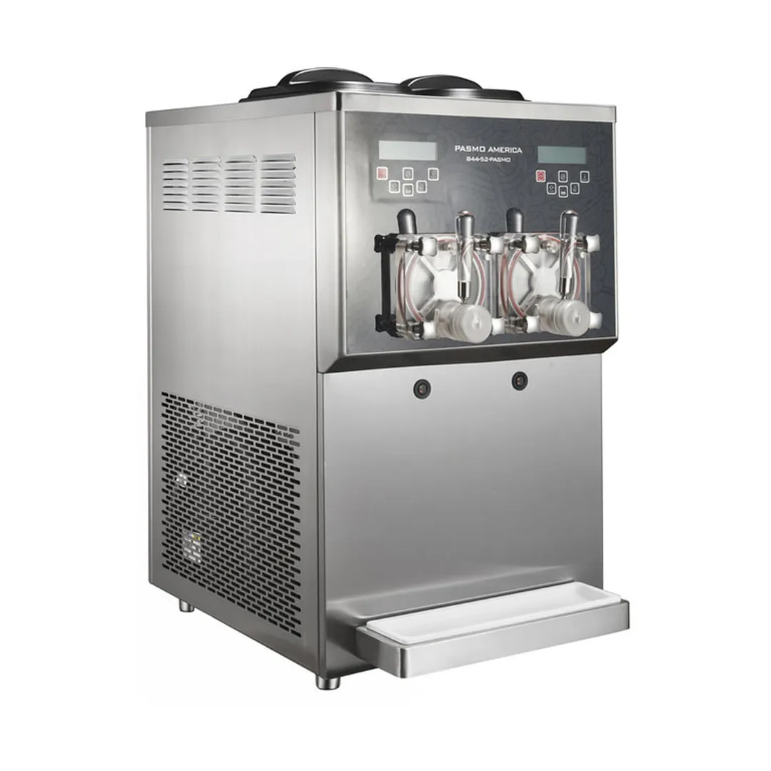 Pasmo S727A2 Slush & Milkshake Machine, 2‑Flavor, Dual 24 L Hoppers, 8 L Cylinder, 1500 W R290, Low‑Mix Alarm, 220 V