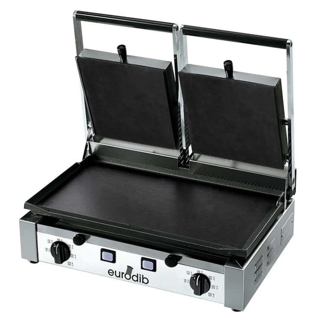 Eurodib PDF3000220 20" Double Commercial Panini Sandwich Grill w/ Cast Iron Smooth Plates, 208-240V