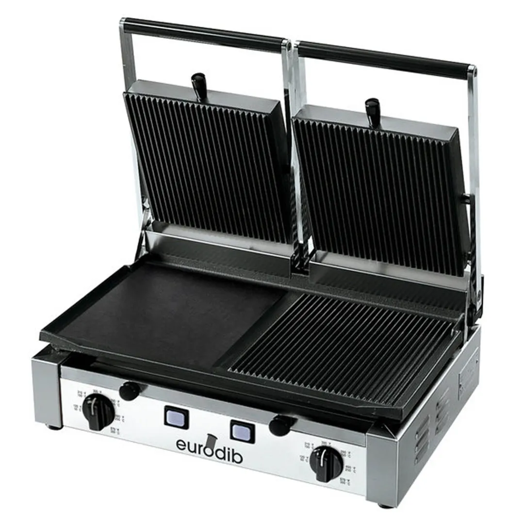 Eurodib PDM3000220 20" Double Panini Sandwich Grill w/ Cast Iron Grooved & Smooth Plates, 208-240V