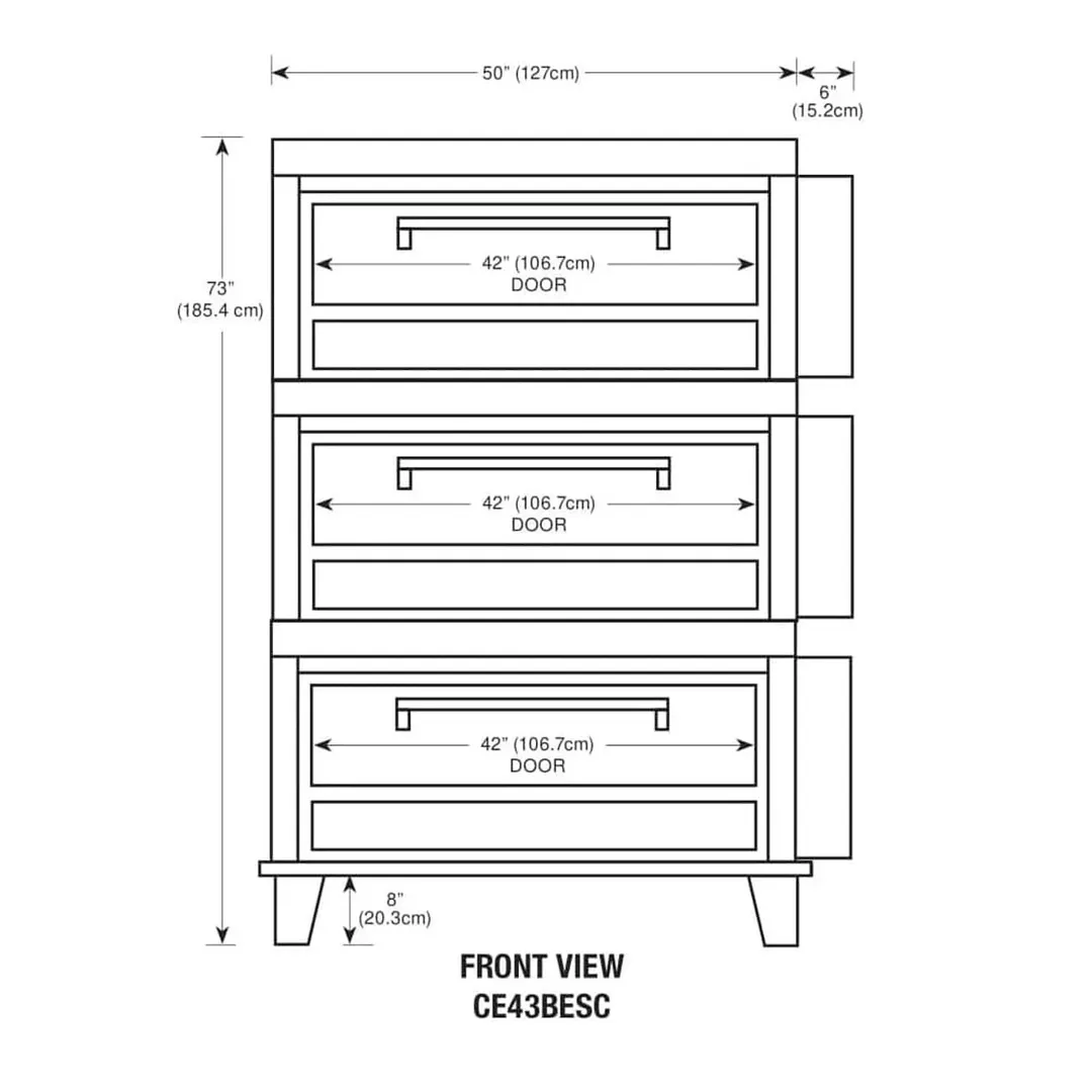 Peerless CE43BESC 56" Electric Bake & Roast Oven, Triple Deck