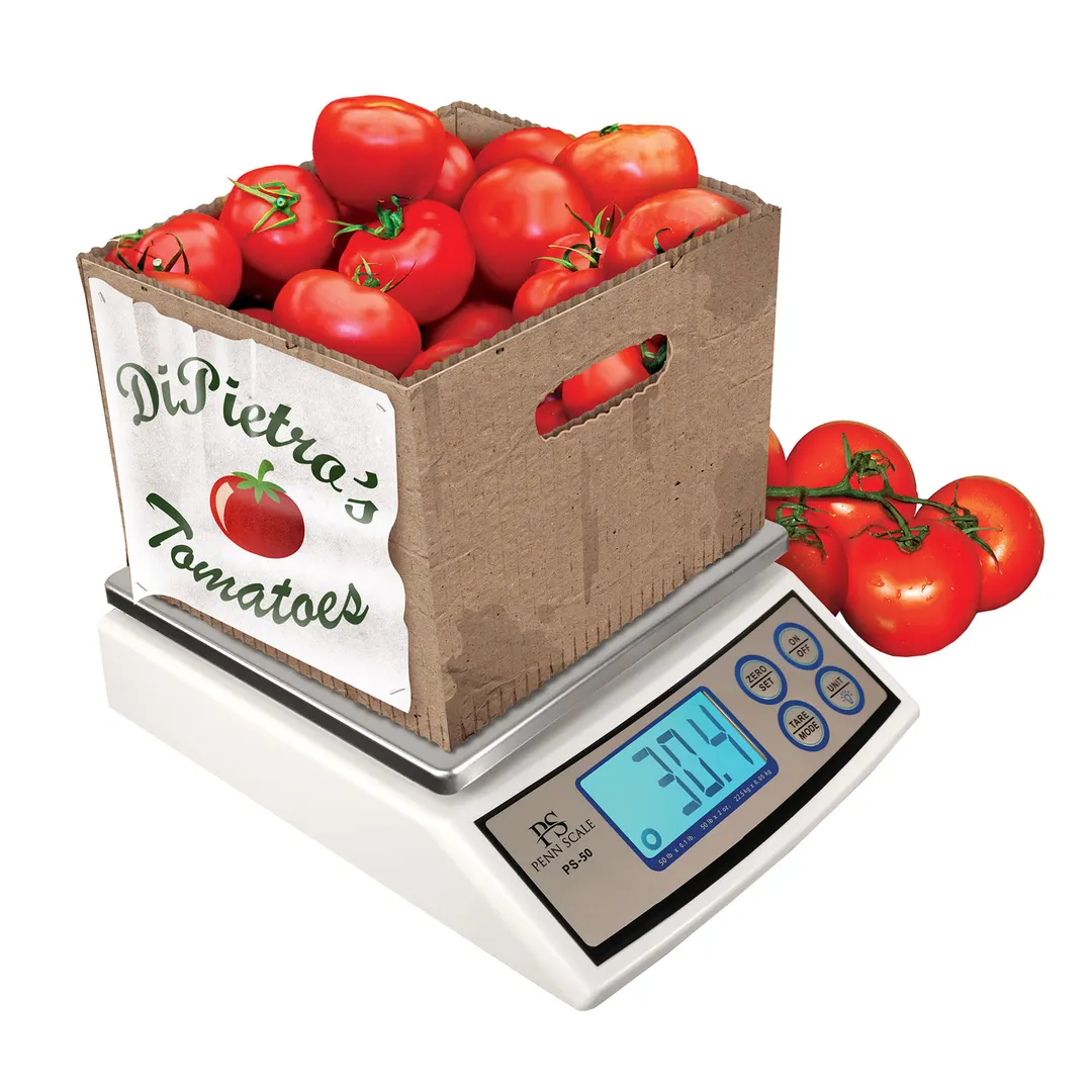 Penn Scale PS-50 (CASE OF 4) 50 lb Portion Scale, 10"x9" Stainless Steel Pan, 1-1/5" LCD, Auto Shut‑Off