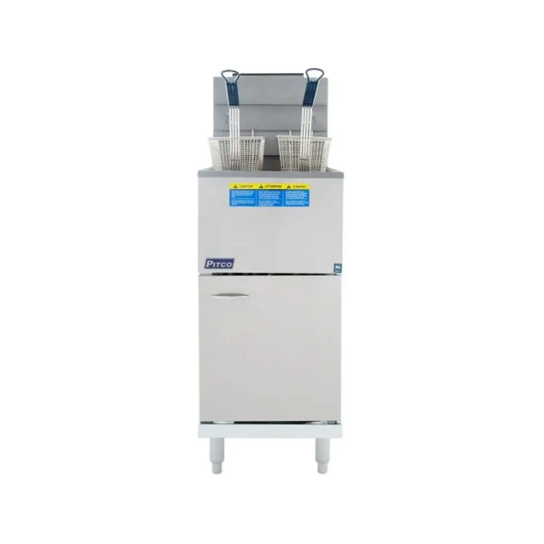 Pitco 40D 15" Full Pot Floor Model Gas Fryer w/ 40-45 lb Capacity, Millivolt Controls, 107.000 BTU