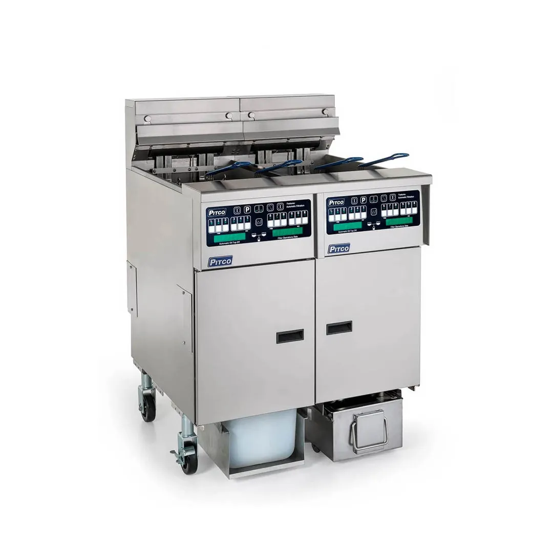 Pitco SELV14C-2/14T/FD Multiple Battery Electric Floor Fryer w/ (2) 30-Lb. & (2) 15-Lb. Vats