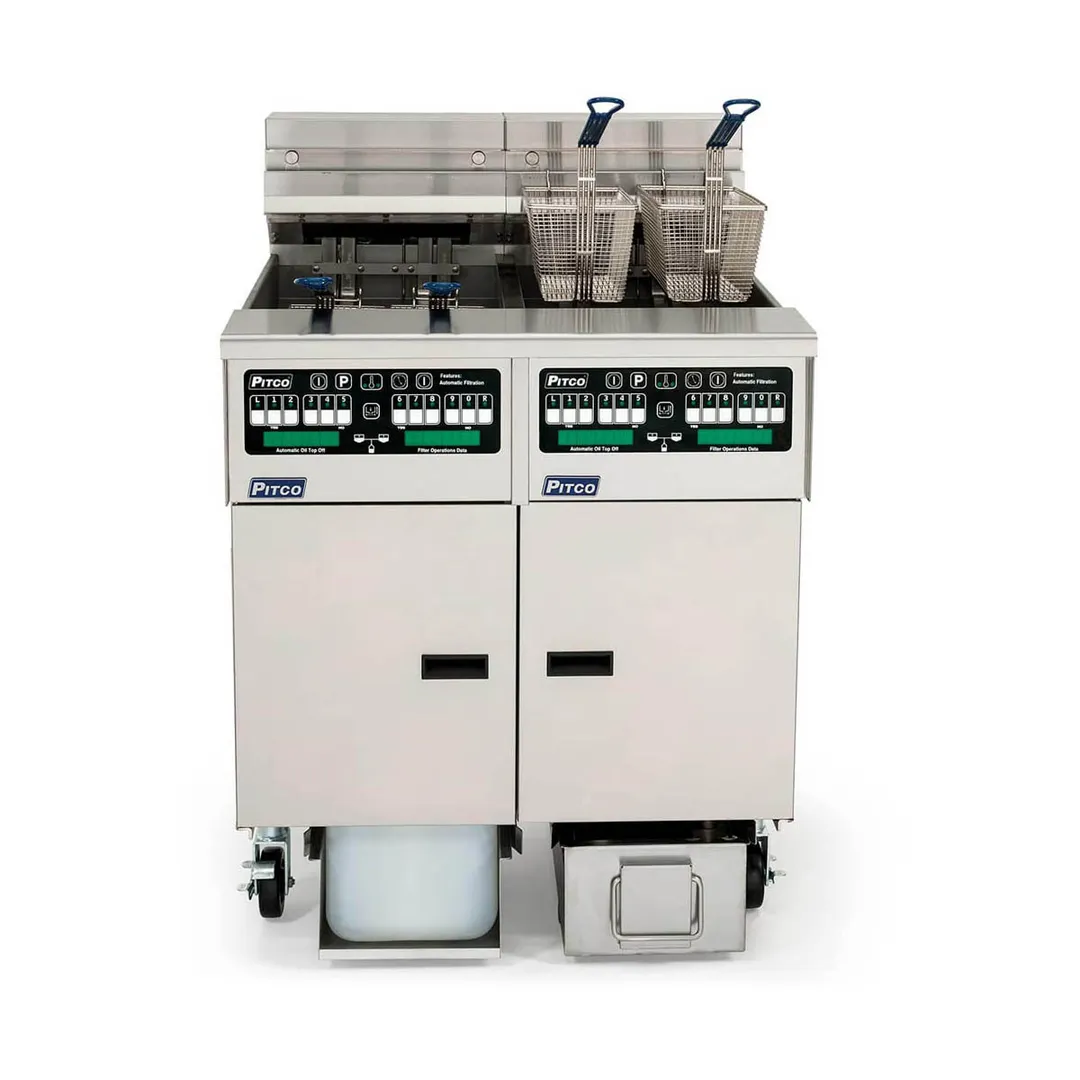 Pitco SELV14C/14T-2/FD Multiple Battery Electric Floor Fryer w/ (1) 30-Lb. & (4) 15-Lb. Vats