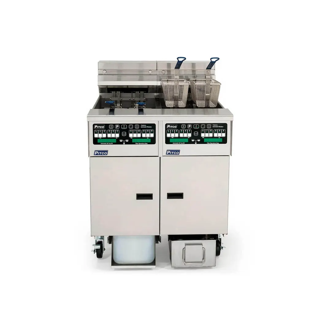 Pitco SELV14C/184/FD Multiple Battery Electric Floor Fryer w/ (1) 30-Lb. & (1) 40-Lb. Vats