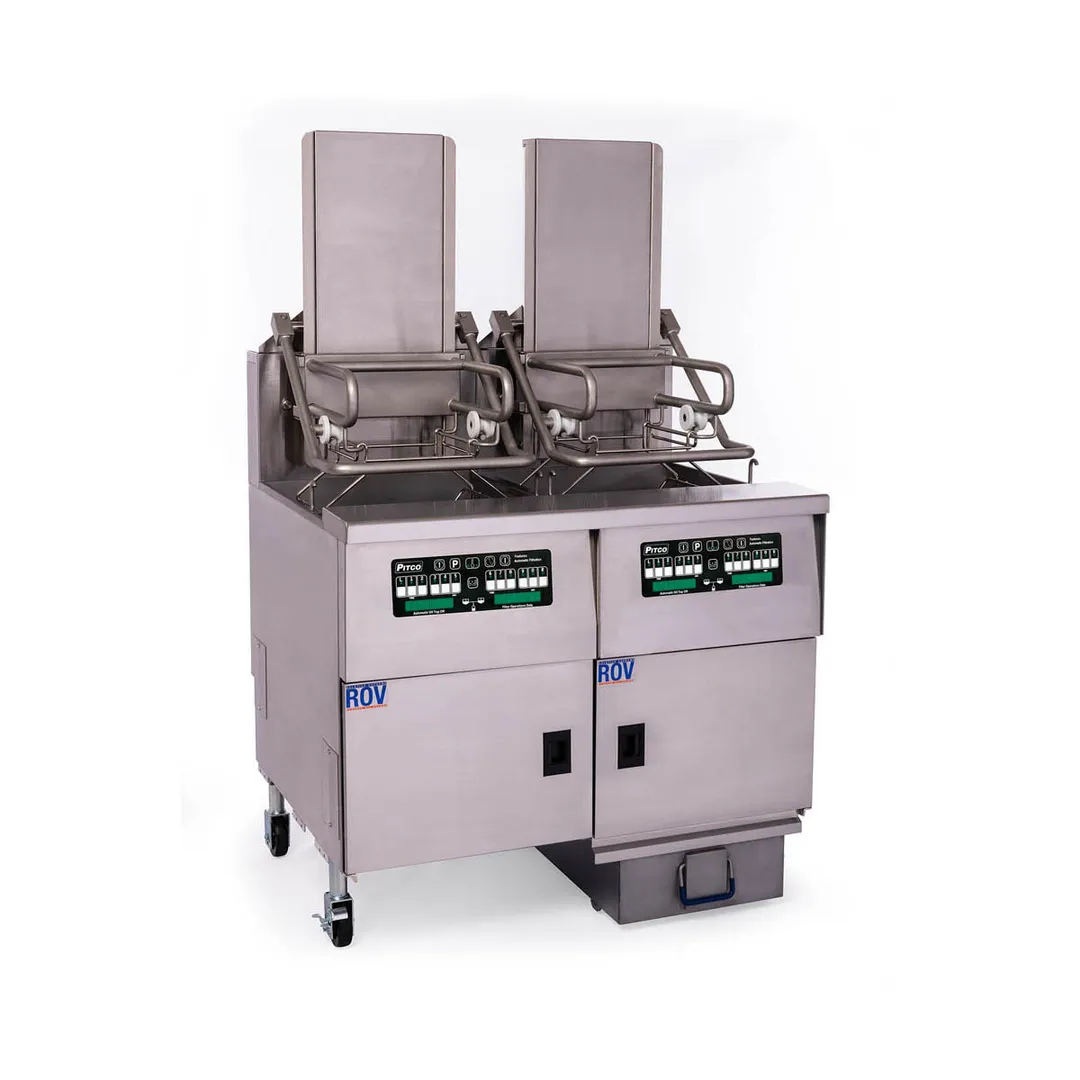 Pitco SGLVRF-2/FD Multiple Battery Gas Fryer w/ (2) 76 lbs Frypots, Auto Filtration & Basket Lift