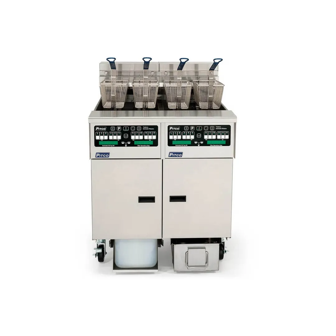 Pitco SSHLV14C/184/FD Multiple Battery Gas Fryer w/ (1) 32-lb & (1) 42-lb Frypots, Filter Drawer System