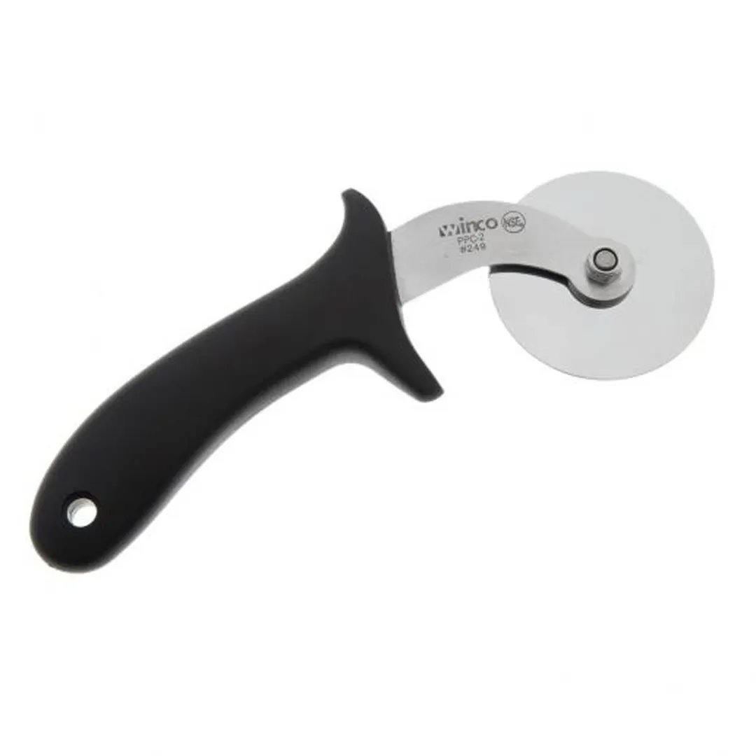 Winco PPC-2 Stainless Steel Pizza Cutter w/ Polypropylene Handle & 2-1/2" Blade - Black
