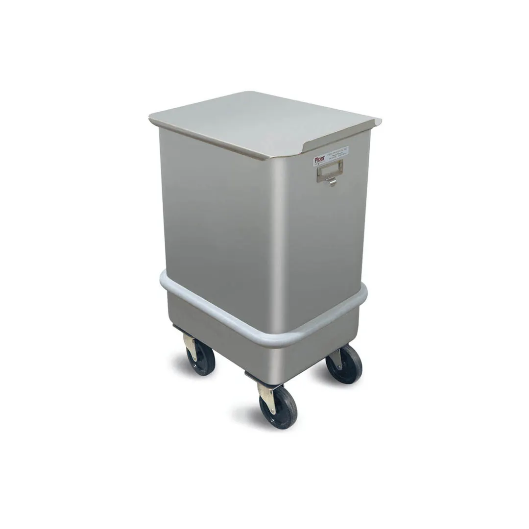 Piper Products 47-75 Mobile Ingredient Bin, 75‑Lb Stainless Steel, Sliding Cover, 4" Casters