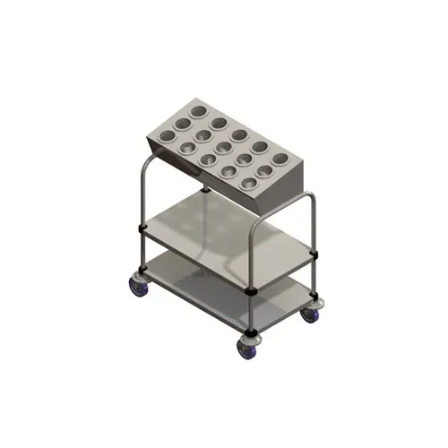 Piper Products 715-2-A15 Tray & Silver Cart w/ (200) 15" x 20" Trays, 2 Stack w/ 15 Cylinder Silver Disp