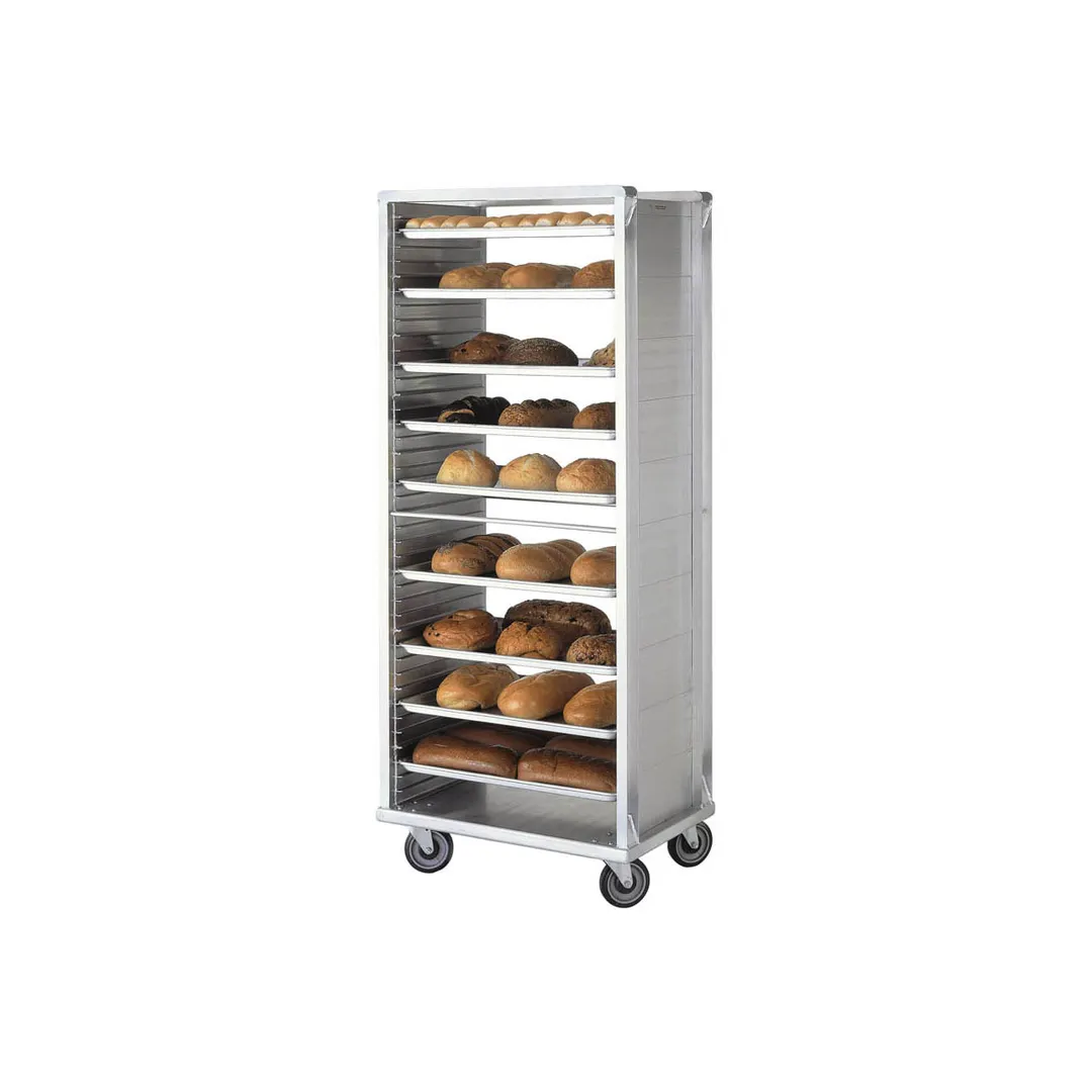 Piper Products 822-S 22 Pan Aluminum Side Load Bun / Sheet Pan Closed-Side Rack w/ 1-1/3" Bottom Load Slides
