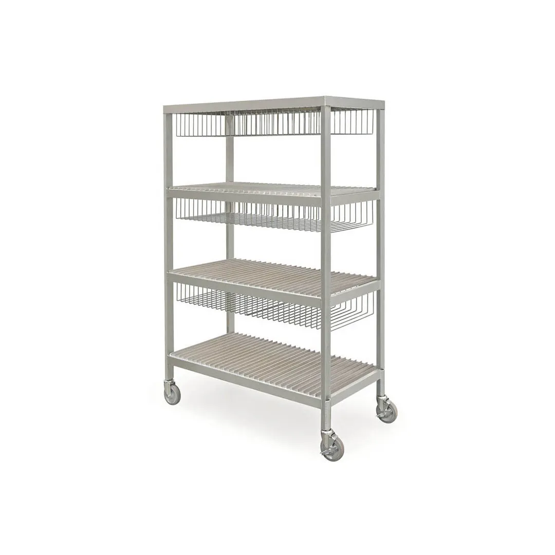 Piper Products MPR-60-4M 4 Shelf Aluminum Drying & Transport Rack with Chrome Plated Wire Dividers