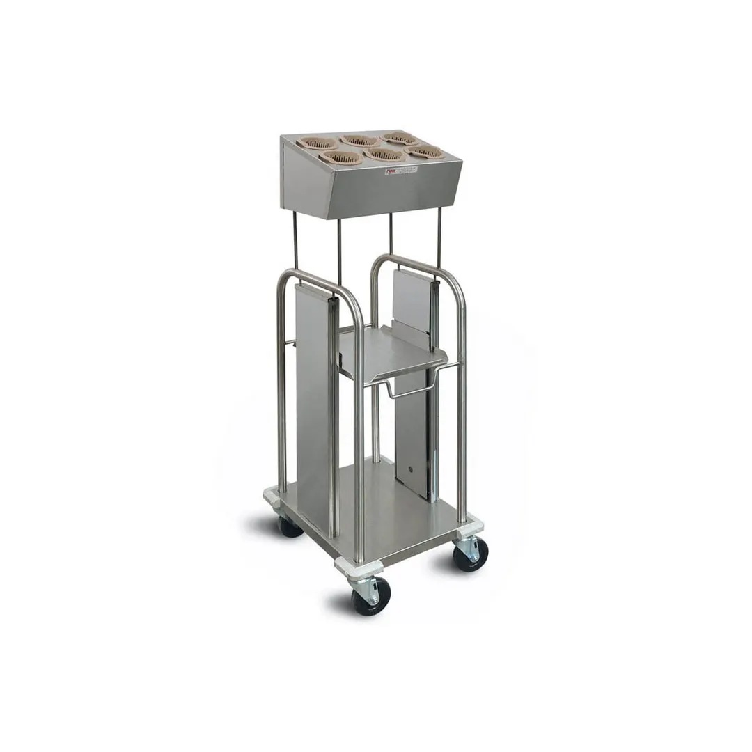 Piper Products PTS/1014MO Mobile Tray & Silverware Dispenser w/ 6 Cylinders, Double Stack
