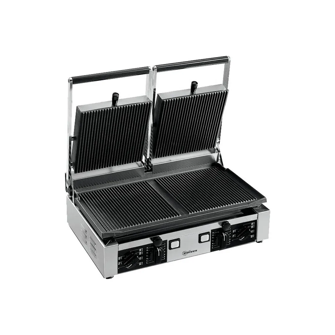 Univex PPRESS2R Double Cast Iron Panini Press Grill w/ 20" x 10" Grooved Plates, 220V