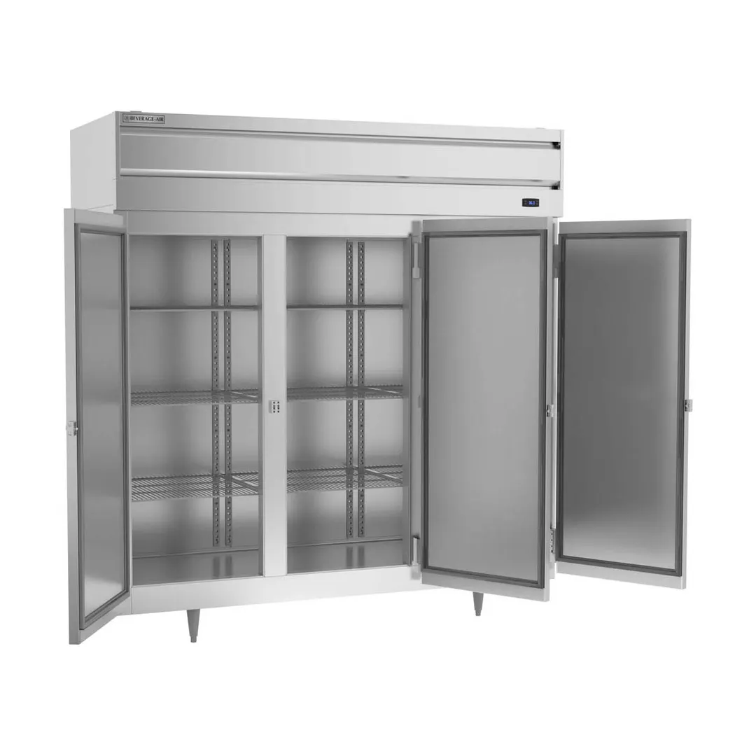 Beverage Air PR3HC-1AS 77.75" 3-Section Reach-In Refrigerator w/ 3 Solid Full Doors, Top Mounted, Aluminum Interior, 68 cu. ft.