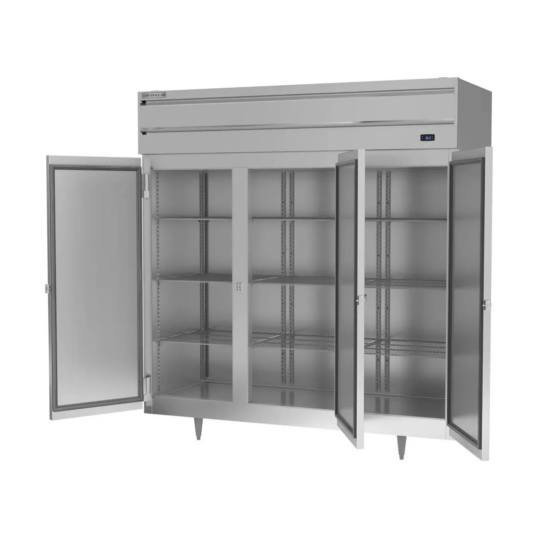 Beverage Air PR3HC-1AS 77.75" 3-Section Reach-In Refrigerator w/ 3 Solid Full Doors, Top Mounted, Aluminum Interior, 68 cu. ft.