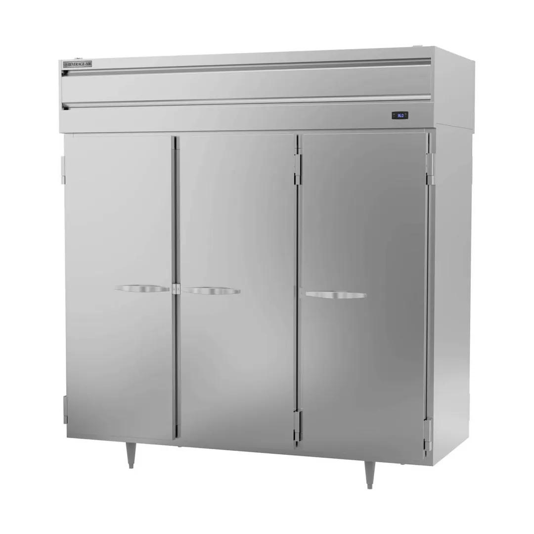 Beverage Air PRD3HC-1AS 78" 3-Section Pass-Thru Refrigerator w/ 6 Solid Full-Doors, Top Mounted, 74 cu. ft.