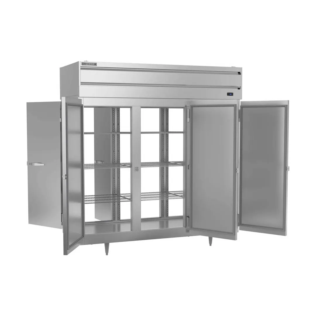 Beverage Air PRD3HC-1AS 78" 3-Section Pass-Thru Refrigerator w/ 6 Solid Full-Doors, Top Mounted, 74 cu. ft.