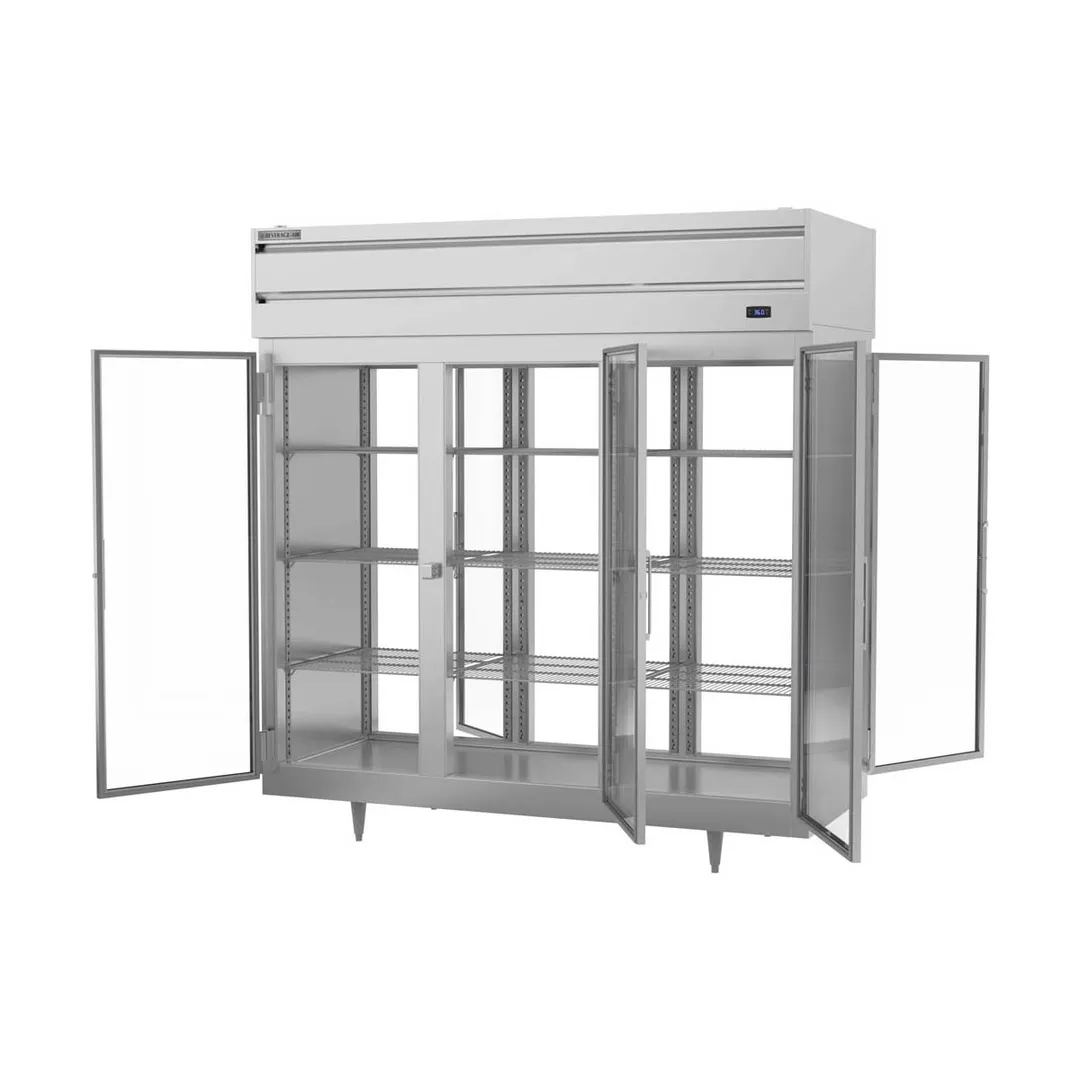 Beverage Air PRD3HC-1BG 78" 3-Section Pass-Thru Refrigerator w/ 6 Glass Full-Doors, Top Mounted, 74 cu. ft.