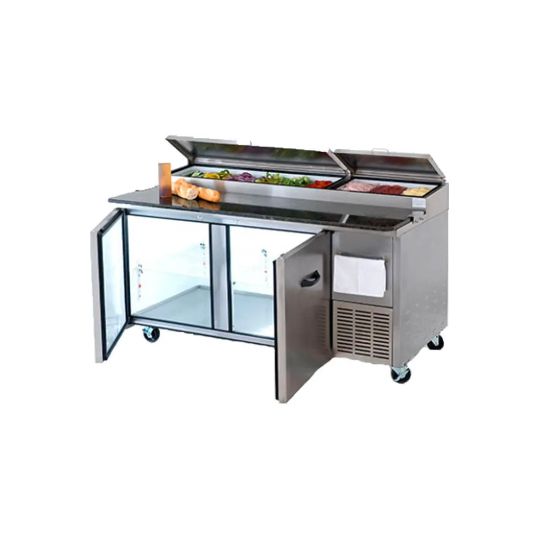 Pro-Kold PPT 67 11 67" 2-Section Refrigerated Pizza Prep Table w/ 2 Doors, 22.5 cu. ft.