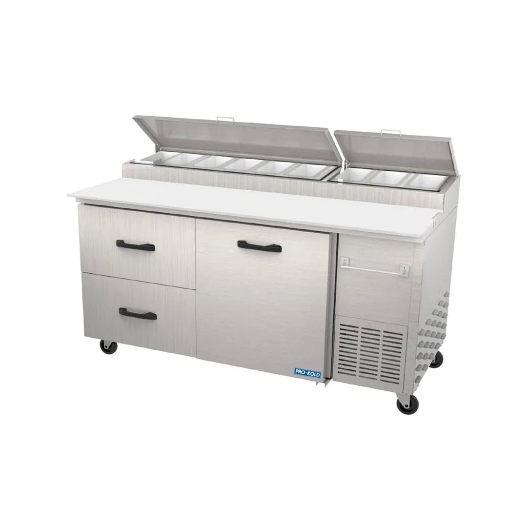 Pro-Kold  PPT 67 21 67" 2-Section Refrigerated Pizza Prep Table w/ 2 Drawers & 1 Door