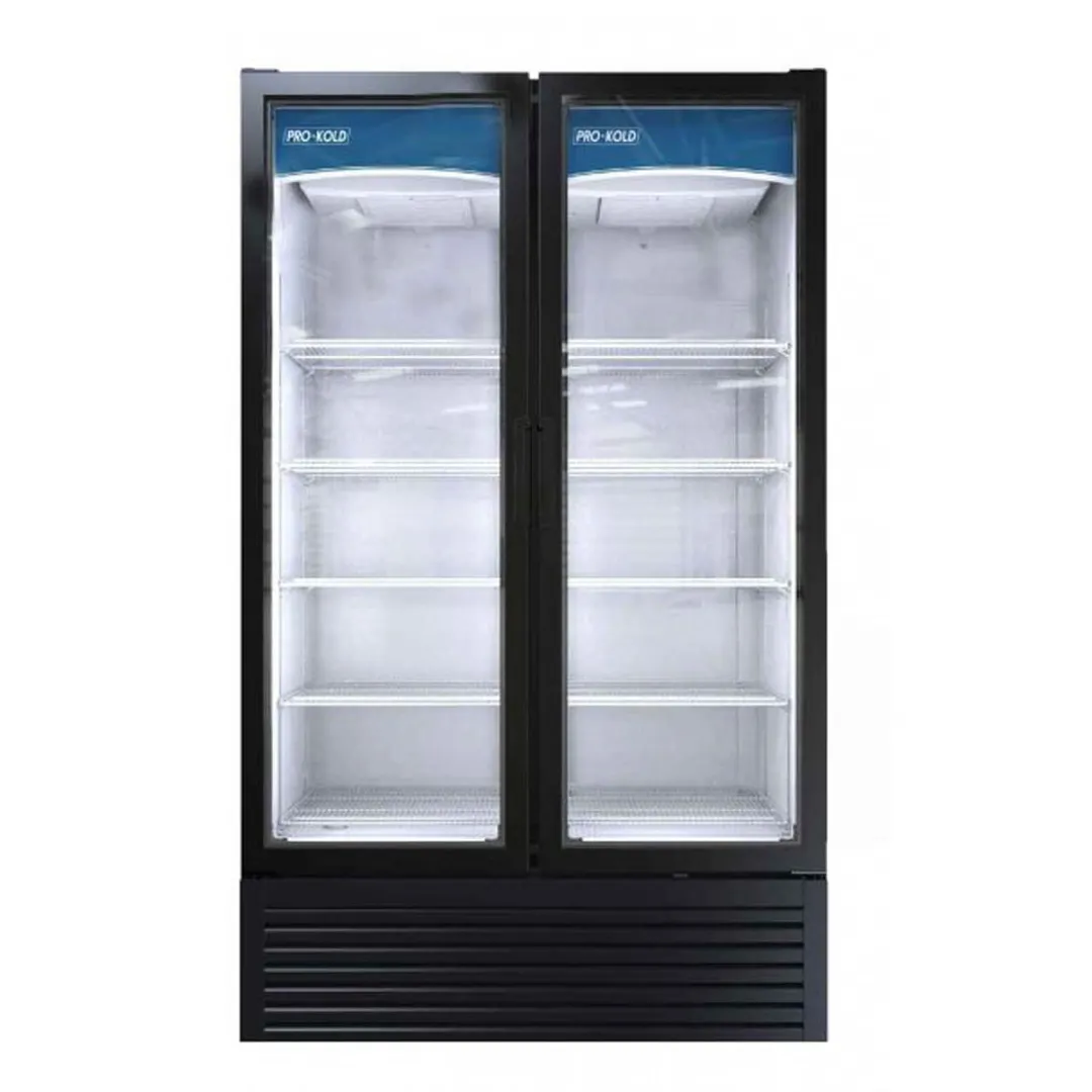 Pro-Kold VC 49 54" 2-Section Swing Glass Door Merchandiser Refrigerator in Black, 41.6 cu. ft.