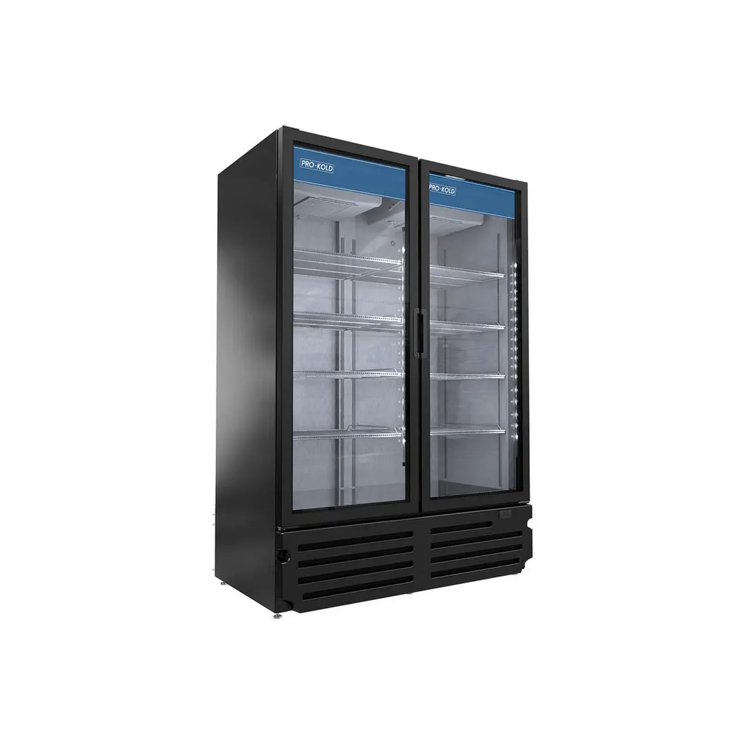 Pro-Kold VC 49 54" 2-Section Swing Glass Door Merchandiser Refrigerator in Black, 41.6 cu. ft.