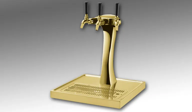 Perlick 4043GD-3B Panther Draft Beer Dispensing Tower, Tarnish-Free Gold Finish, 3 Faucets