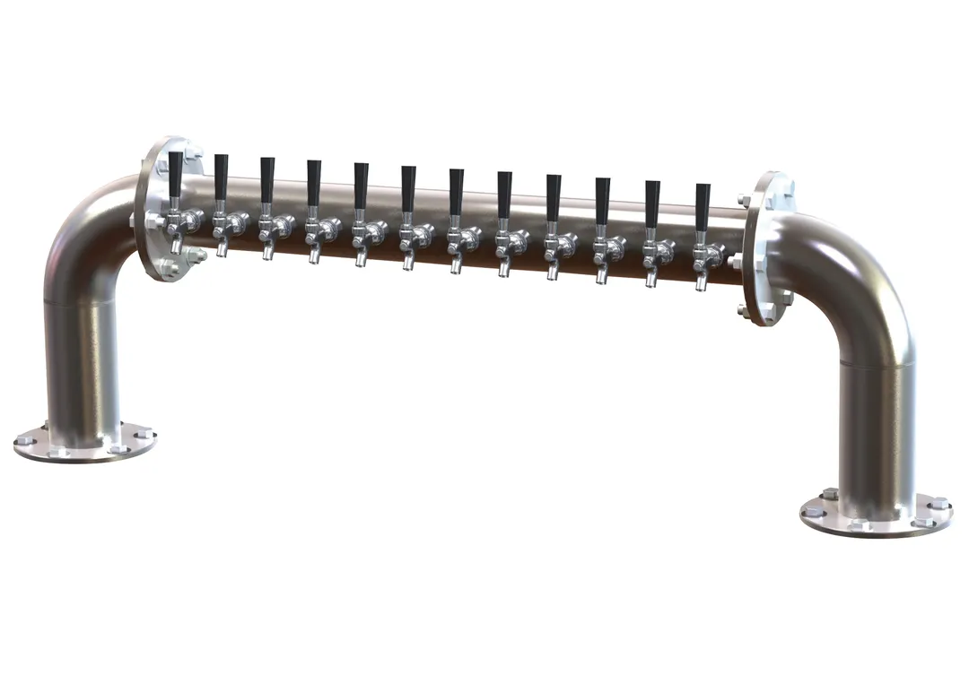 Perlick 4066-10R Pass-Thru Brew Pipe Draft Beer Dispensing Tower, 10 Faucets