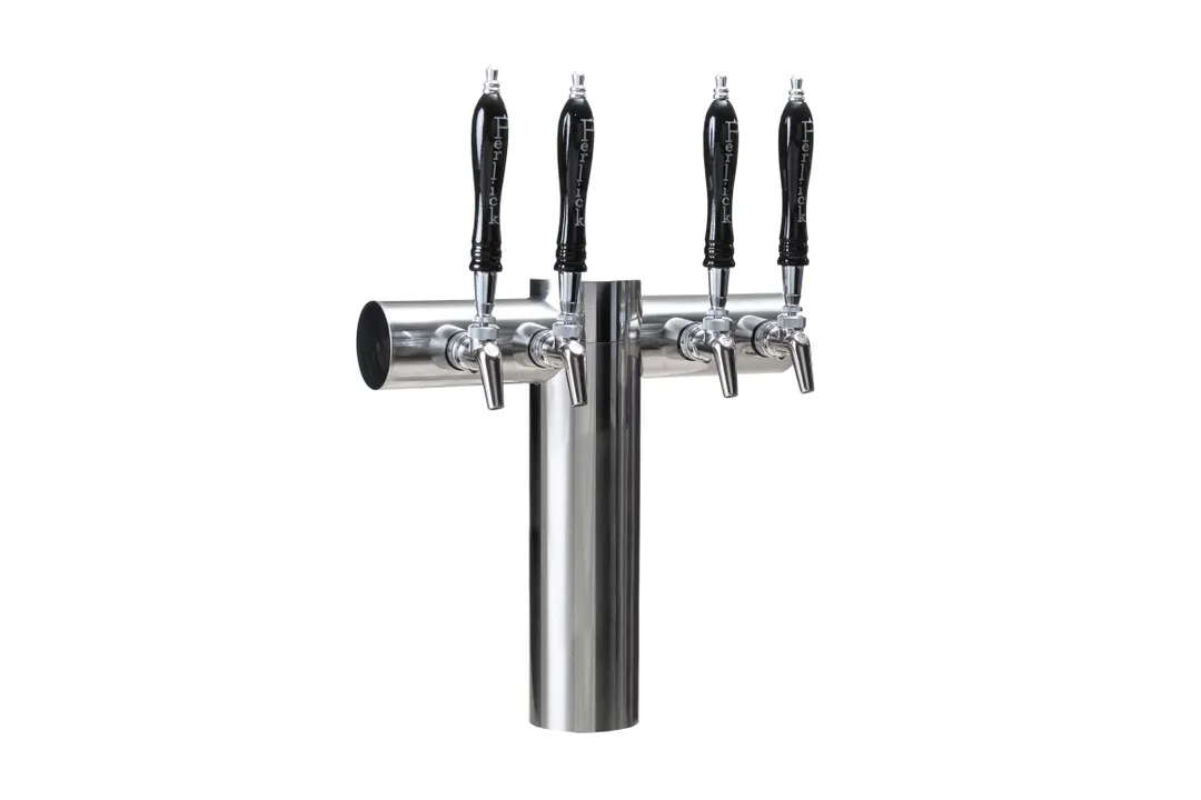 Perlick 4073-4PO-SS Avenue T-Pipe Draft Beer Dispensing Tower, 4 Faucets