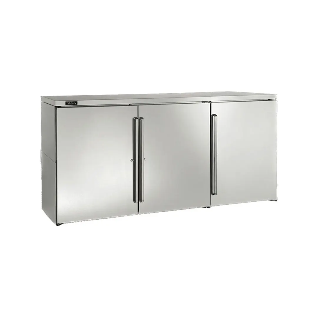 Perlick BBR72 Refrigerated Back Bar Cabinet w/ 23.9 Cu Ft Capacity, 3 Solid Doors, Remote