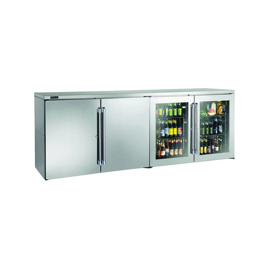 Perlick BBR96 Refrigerated Back Bar Cabinet w/ 32.6 Cu Ft Capacity, 4 Solid Doors, Remote