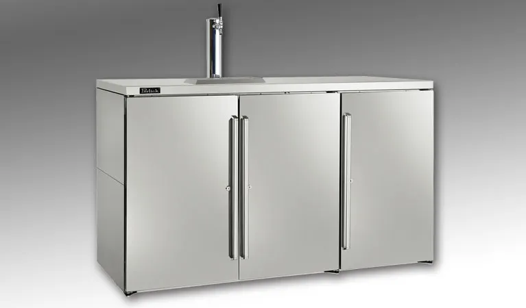 Perlick BBRN60 Refrigerated Back Bar Cabinet w/ 19 Cu Ft Capacity, 3 Solid Doors, Floor Drain