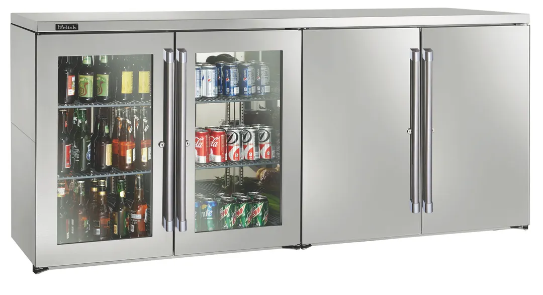 Perlick BBRN80 Refrigerated Back Bar Cabinet w/ 26.8 Cu Ft Capacity, 4 Solid Doors, Floor Drain
