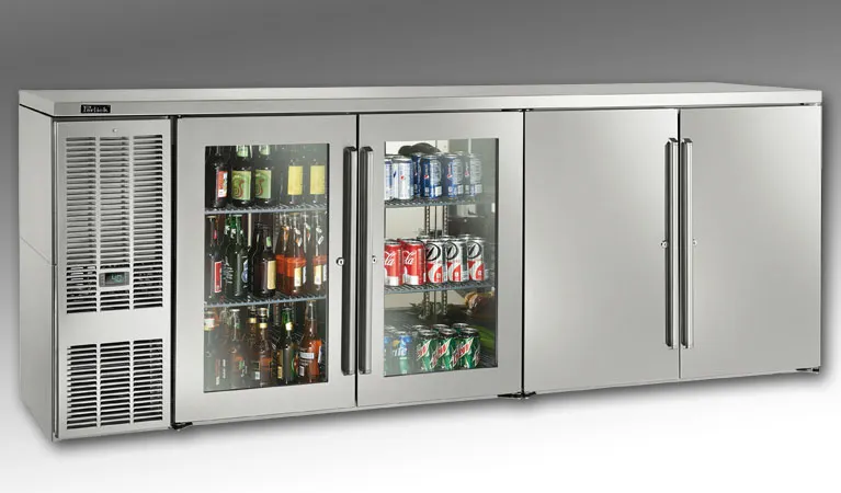 Perlick BBSN92 Refrigerated Back Bar Cabinet w/ 27.8 Cu Ft, 4 Solid Doors, Digital Thermostat