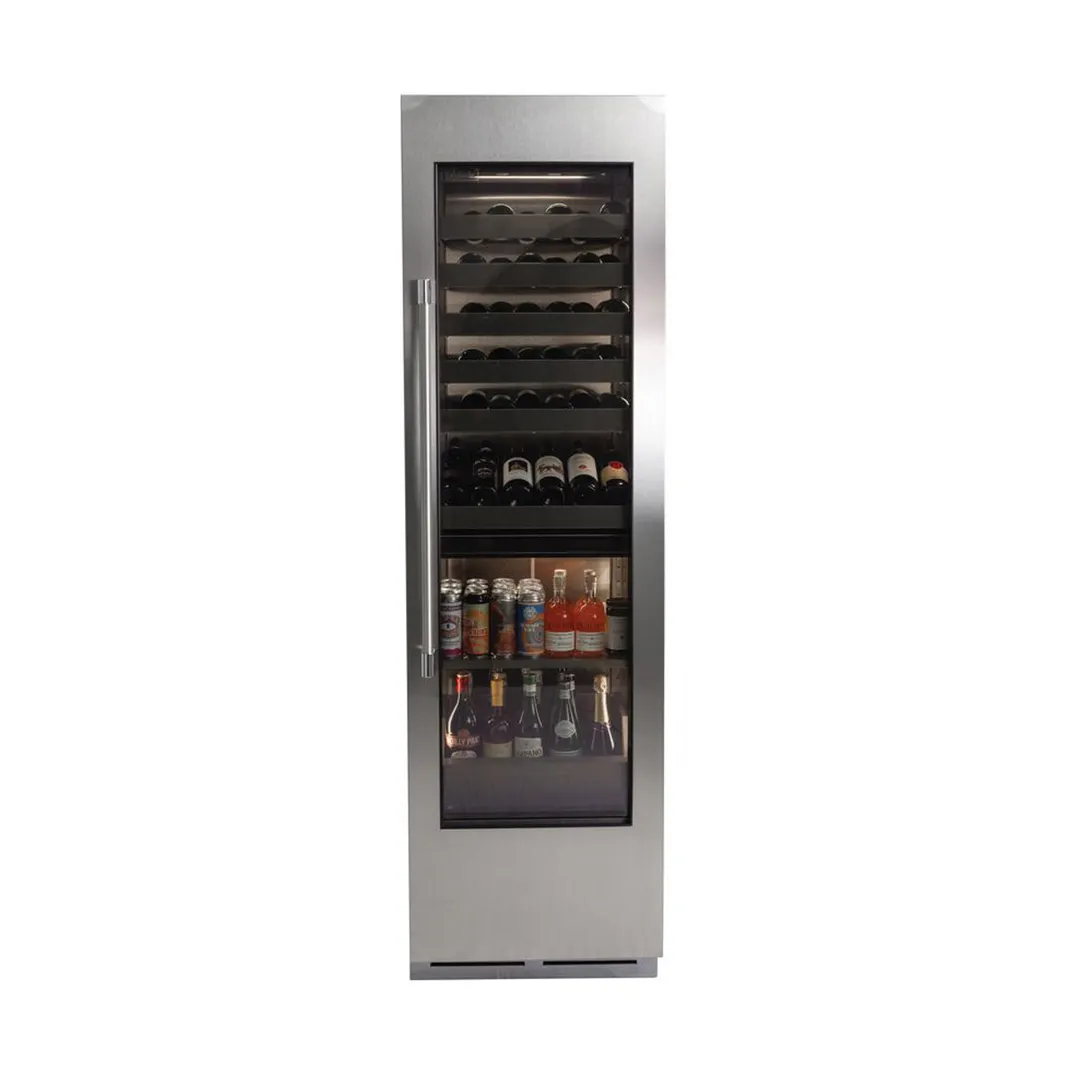 Perlick CC24C-2-4LL Zone Glass Door Refrigerator, 12.6 cu ft Steel, 38 Bottle Capacity, LED Light