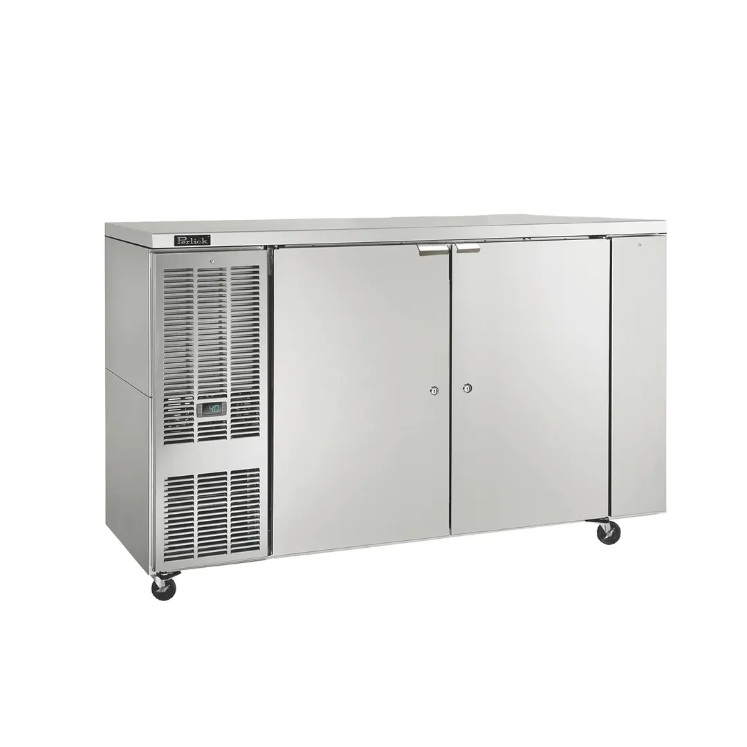 Perlick DDC68 68" Draft Beer Cooler, 68" W, Holds 2 Half & 1/4 Barrels, Stainless, 1/5 HP R290, NSF