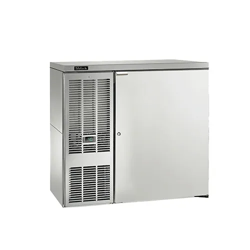 Perlick DDS36-BS-L-STK 36" Draft Beer Cooler, 1/2‑Barrel (33‑40°F), Black Vinyl/Steel, 1/6 HP R290