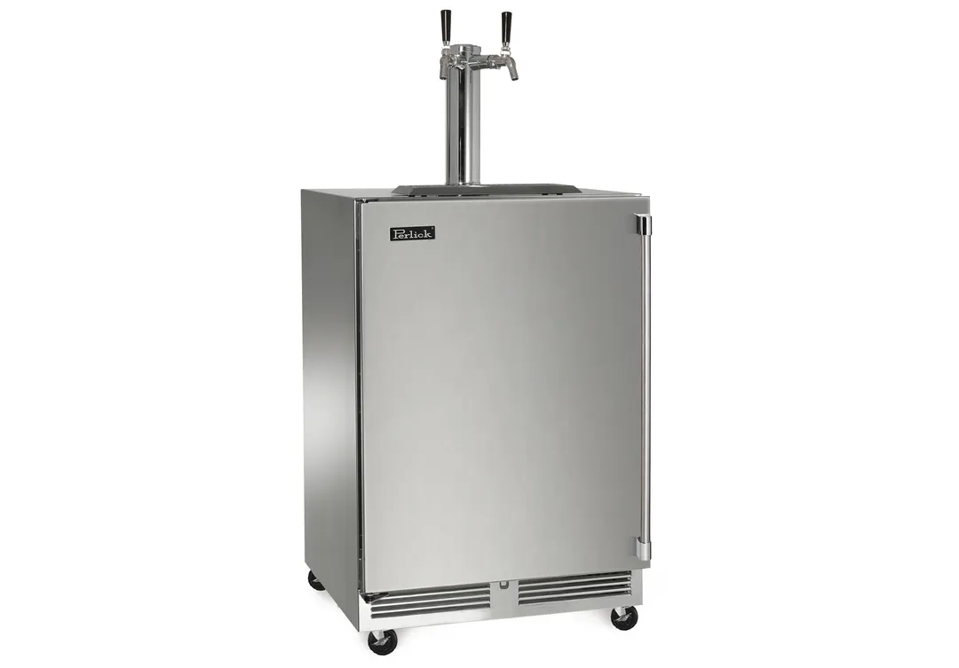 Perlick HC24RS4S-J0-SLFLT 2-Tap Cooler 23-7/8" x 24" x 38-3/8" 1/5 HP 115V,630SS Faucets & CO2 Reg